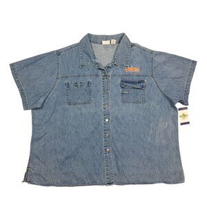 Vtg Gators Denim Button Up Shirt Carolina Blues Womens 28W Embroidered Retro